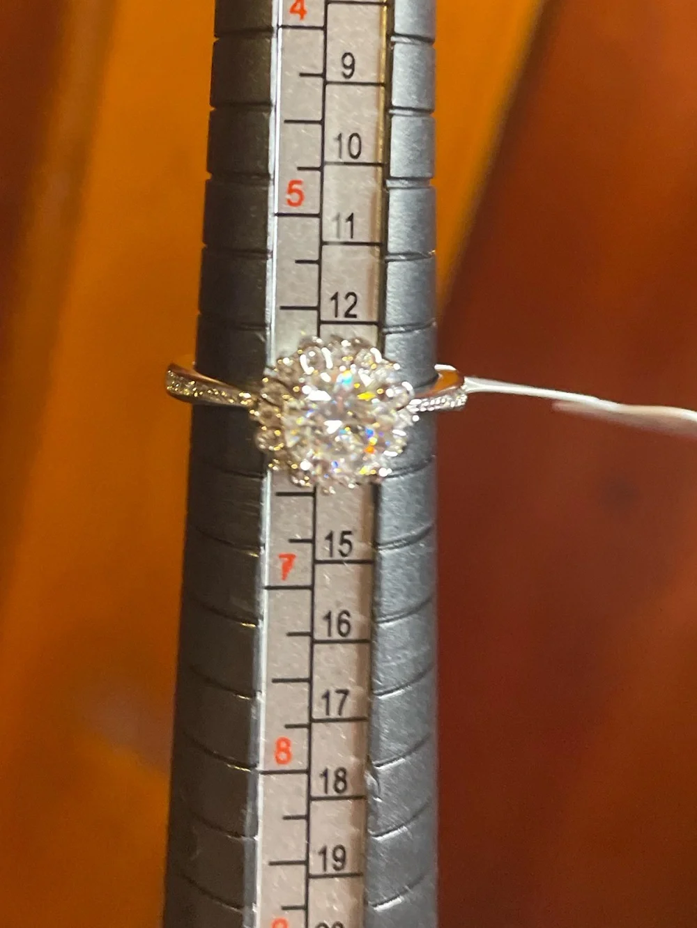 Moissanite Halo Ring White Gold Plated 1CTW